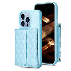 Coque Silicone Gel Motif Cuir Housse Etui BF3 pour Apple iPhone 14 Pro Max Bleu