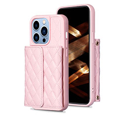 Coque Silicone Gel Motif Cuir Housse Etui BF3 pour Apple iPhone 14 Pro Max Or Rose
