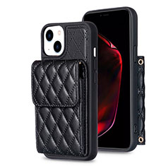 Coque Silicone Gel Motif Cuir Housse Etui BF3 pour Apple iPhone 15 Noir