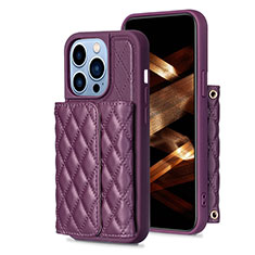 Coque Silicone Gel Motif Cuir Housse Etui BF3 pour Apple iPhone 15 Pro Max Violet