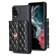 Coque Silicone Gel Motif Cuir Housse Etui BF3 pour Samsung Galaxy A12 Nacho Noir