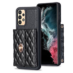 Coque Silicone Gel Motif Cuir Housse Etui BF3 pour Samsung Galaxy A13 4G Noir