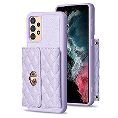 Coque Silicone Gel Motif Cuir Housse Etui BF3 pour Samsung Galaxy A13 4G Violet Clair