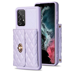 Coque Silicone Gel Motif Cuir Housse Etui BF3 pour Samsung Galaxy A52 5G Violet Clair