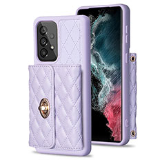 Coque Silicone Gel Motif Cuir Housse Etui BF3 pour Samsung Galaxy A53 5G Violet Clair