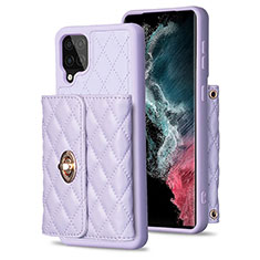 Coque Silicone Gel Motif Cuir Housse Etui BF3 pour Samsung Galaxy F12 Violet Clair