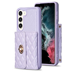 Coque Silicone Gel Motif Cuir Housse Etui BF3 pour Samsung Galaxy S22 Plus 5G Violet Clair