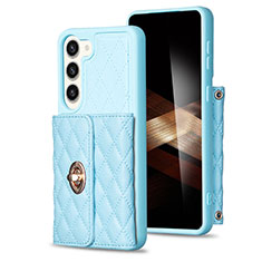 Coque Silicone Gel Motif Cuir Housse Etui BF3 pour Samsung Galaxy S24 Plus 5G Bleu Clair