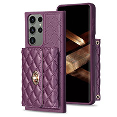 Coque Silicone Gel Motif Cuir Housse Etui BF3 pour Samsung Galaxy S24 Ultra 5G Violet