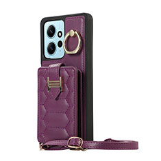 Coque Silicone Gel Motif Cuir Housse Etui BF3 pour Xiaomi Redmi Note 12 4G Violet