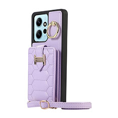 Coque Silicone Gel Motif Cuir Housse Etui BF3 pour Xiaomi Redmi Note 12 4G Violet Clair