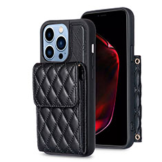 Coque Silicone Gel Motif Cuir Housse Etui BF4 pour Apple iPhone 14 Pro Noir