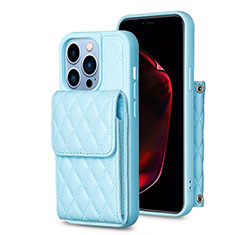 Coque Silicone Gel Motif Cuir Housse Etui BF4 pour Apple iPhone 15 Pro Bleu