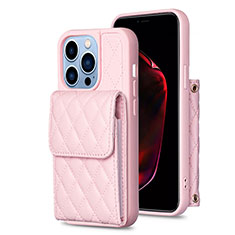 Coque Silicone Gel Motif Cuir Housse Etui BF4 pour Apple iPhone 16 Pro Max Or Rose