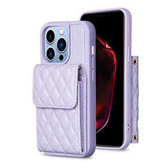 Coque Silicone Gel Motif Cuir Housse Etui BF4 pour Apple iPhone 16 Pro Max Violet Clair