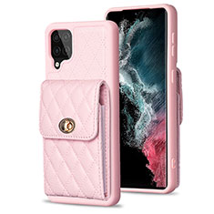 Coque Silicone Gel Motif Cuir Housse Etui BF4 pour Samsung Galaxy A12 5G Or Rose