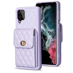 Coque Silicone Gel Motif Cuir Housse Etui BF4 pour Samsung Galaxy A12 Violet Clair