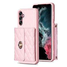 Coque Silicone Gel Motif Cuir Housse Etui BF4 pour Samsung Galaxy A14 4G Or Rose