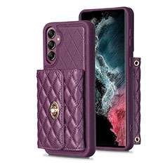 Coque Silicone Gel Motif Cuir Housse Etui BF4 pour Samsung Galaxy A14 4G Violet