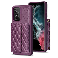 Coque Silicone Gel Motif Cuir Housse Etui BF4 pour Samsung Galaxy A52 4G Violet