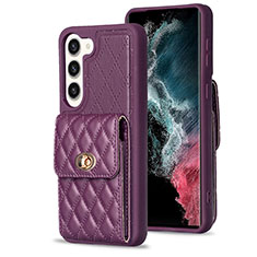 Coque Silicone Gel Motif Cuir Housse Etui BF4 pour Samsung Galaxy S23 Plus 5G Violet