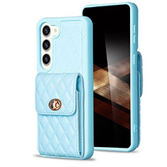 Coque Silicone Gel Motif Cuir Housse Etui BF4 pour Samsung Galaxy S24 Plus 5G Bleu Clair