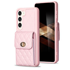 Coque Silicone Gel Motif Cuir Housse Etui BF4 pour Samsung Galaxy S25 5G Or Rose