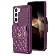 Coque Silicone Gel Motif Cuir Housse Etui BF4 pour Samsung Galaxy S25 Plus 5G Violet