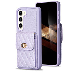 Coque Silicone Gel Motif Cuir Housse Etui BF4 pour Samsung Galaxy S25 Plus 5G Violet Clair