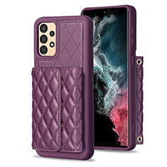 Coque Silicone Gel Motif Cuir Housse Etui BF5 pour Samsung Galaxy A13 4G Violet