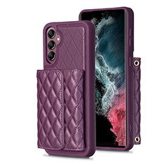 Coque Silicone Gel Motif Cuir Housse Etui BF5 pour Samsung Galaxy A14 4G Violet