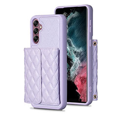 Coque Silicone Gel Motif Cuir Housse Etui BF5 pour Samsung Galaxy A14 4G Violet Clair