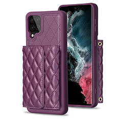 Coque Silicone Gel Motif Cuir Housse Etui BF5 pour Samsung Galaxy F12 Violet