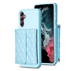 Coque Silicone Gel Motif Cuir Housse Etui BF5 pour Samsung Galaxy M44 5G Bleu Ciel