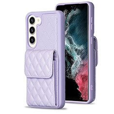 Coque Silicone Gel Motif Cuir Housse Etui BF5 pour Samsung Galaxy S22 Plus 5G Violet Clair