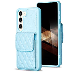 Coque Silicone Gel Motif Cuir Housse Etui BF5 pour Samsung Galaxy S25 5G Bleu Clair