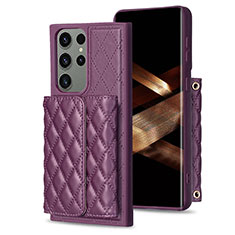 Coque Silicone Gel Motif Cuir Housse Etui BF5 pour Samsung Galaxy S25 Ultra 5G Violet