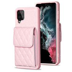 Coque Silicone Gel Motif Cuir Housse Etui BF6 pour Samsung Galaxy A12 Or Rose