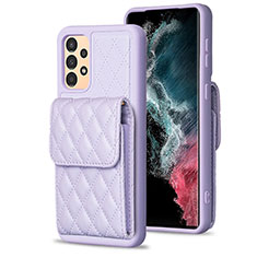 Coque Silicone Gel Motif Cuir Housse Etui BF6 pour Samsung Galaxy A13 4G Violet Clair