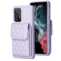 Coque Silicone Gel Motif Cuir Housse Etui BF6 pour Samsung Galaxy A52s 5G Violet Clair