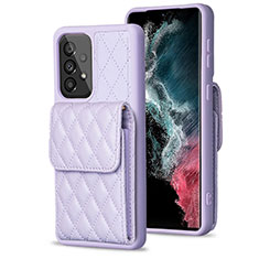 Coque Silicone Gel Motif Cuir Housse Etui BF6 pour Samsung Galaxy A53 5G Violet Clair