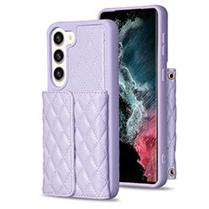 Coque Silicone Gel Motif Cuir Housse Etui BF6 pour Samsung Galaxy S22 5G Violet Clair