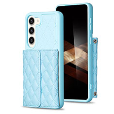 Coque Silicone Gel Motif Cuir Housse Etui BF6 pour Samsung Galaxy S24 Plus 5G Bleu Clair