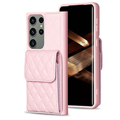 Coque Silicone Gel Motif Cuir Housse Etui BF6 pour Samsung Galaxy S24 Ultra 5G Or Rose