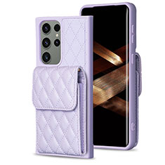 Coque Silicone Gel Motif Cuir Housse Etui BF6 pour Samsung Galaxy S24 Ultra 5G Violet Clair