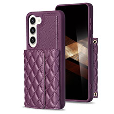 Coque Silicone Gel Motif Cuir Housse Etui BF6 pour Samsung Galaxy S25 Plus 5G Violet