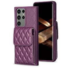 Coque Silicone Gel Motif Cuir Housse Etui BF6 pour Samsung Galaxy S25 Ultra 5G Violet