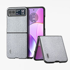 Coque Silicone Gel Motif Cuir Housse Etui BH6 pour Motorola Moto Razr 40 5G Gris