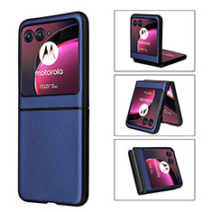 Coque Silicone Gel Motif Cuir Housse Etui BY3 pour Motorola Moto Razr 40 Ultra 5G Bleu