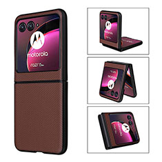 Coque Silicone Gel Motif Cuir Housse Etui BY3 pour Motorola Moto Razr 40 Ultra 5G Marron